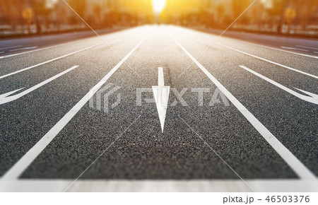 forward signs on the road with tilt shift effect 46503376