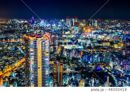 city skyline night view in bunkyo, Tokyo, Japan 46503419