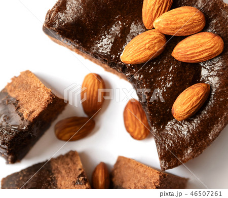 Сhocolate cake on a white background. Сhocolate cake on a white background. 46507261