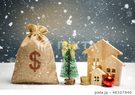Wooden houses and Christmas tree 46507940