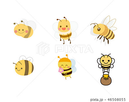 かわいいミツバチのキャラクターイラストのイラスト素材