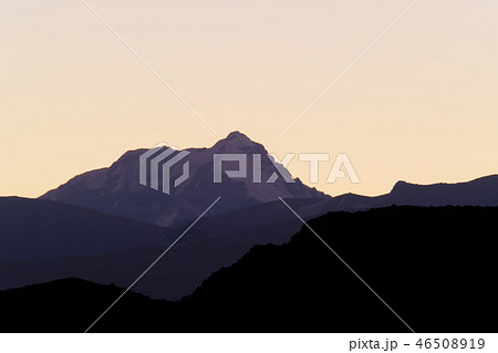 Aconcagua, highest mountain in the Americas, layers of the andean precordillera, view from Uspallata 46508919