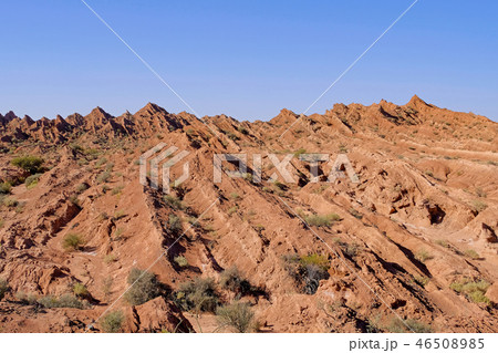 Folding and natural hexagonal column of the mountains, canyon of Cuesta Del Viento, Rodeo, San Juan Folding and natural hexagonal column of the mountains, canyon of Cuesta Del Viento, Rodeo, San Juan 46508985