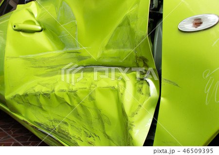 background of damaged green door of car background of damaged green door of car 46509395