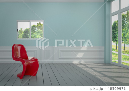 red chair and blue wall, 3D Render 46509971