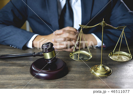 Legal law, advice and justice concept, male lawyer or notary wor 46511077