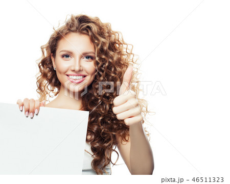 Cheerful smiling woman showing thumb up Cheerful smiling woman showing thumb up 46511323
