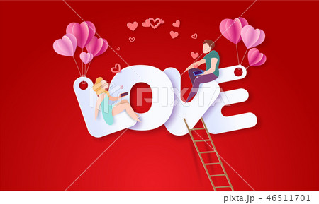 Valentines day card with couple in love heart Valentines day card with couple in love heart 46511701
