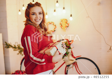 Stylish and beautiful girl in a studio Stylish and beautiful girl in a studio 46512255