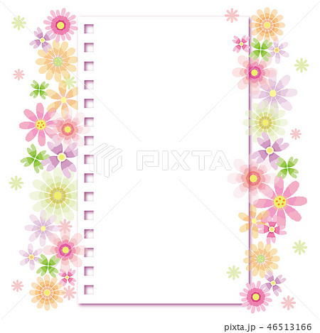 花のフレーム ノート 背景素材のイラスト素材