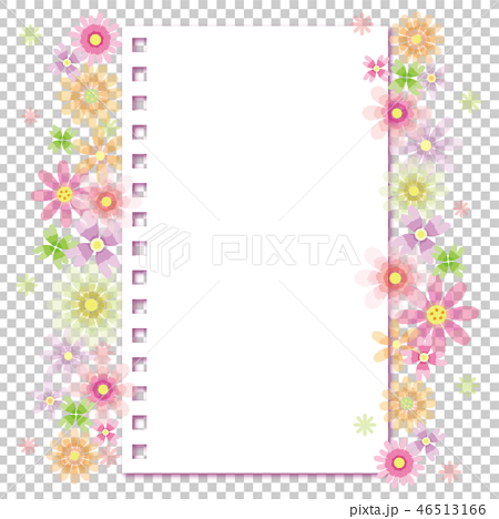 花のフレーム ノート 背景素材のイラスト素材