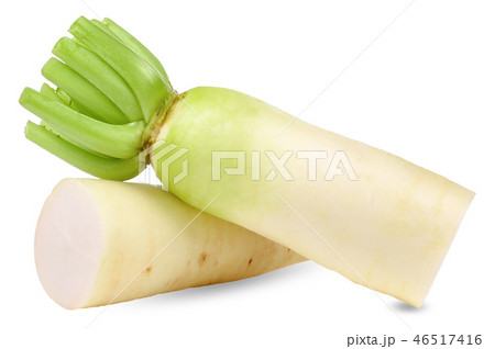 Daikon radish isolated on white clipping path Daikon radish isolated on white clipping path 46517416