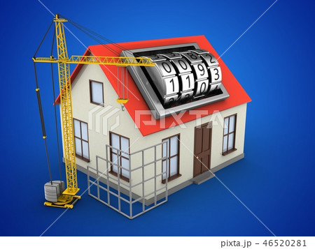 3d illustration of house with  lock dial 46520281