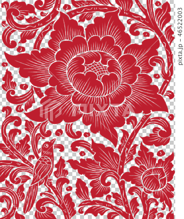 Thai Art Flower on Red color Thai Art Flower on Red color 46522003
