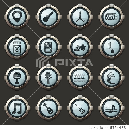Guitar and accessories icons set 46524428