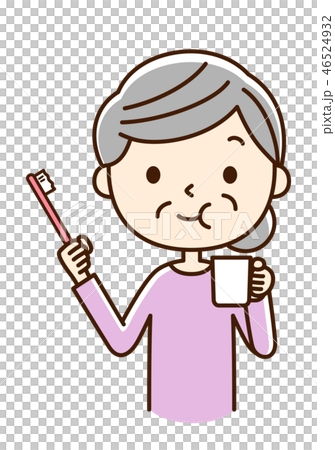 口をゆすぐ 女性 シニア 口をゆすぐ 女性 シニア 46524932