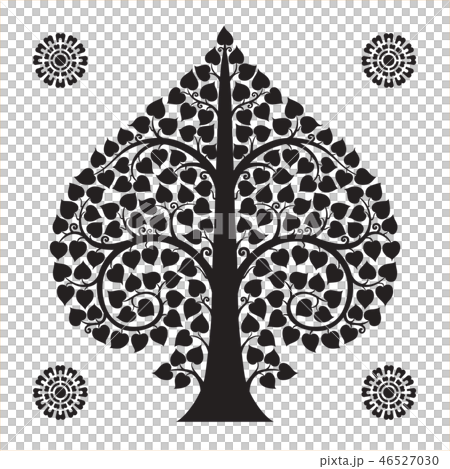 Thai Art Bodhi Tree on Orange Background 46527030