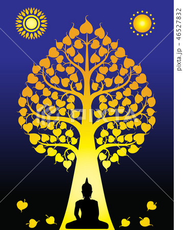 Thai Art Bodhi Tree2 On Blue Background Thai Art Bodhi Tree2 On Blue Background 46527832