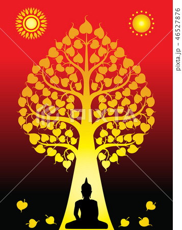 Thai Art Bodhi Tree2 On Red Background Thai Art Bodhi Tree2 On Red Background 46527876