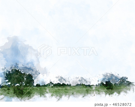 tree and field landscape on watercolor paint. tree and field landscape on watercolor paint. 46528072