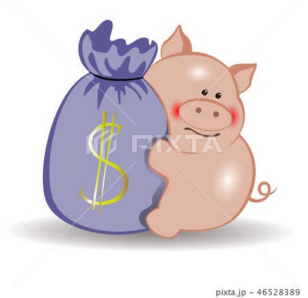 Pig with a bag of money. Symbol of the New Year 46528389