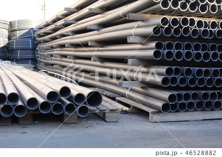 Plastic pipes in stock of finished products Plastic pipes in stock of finished products 46528882