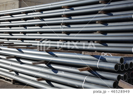 Plastic pipes in stock of finished products Plastic pipes in stock of finished products 46528949