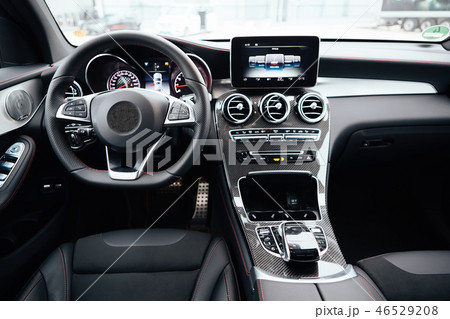 The modern european car black interior with display 46529208