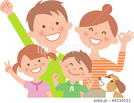 四人家族 嬉しい 上半身のイラスト素材 46530531 Pixta