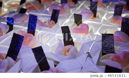 Beautifully decorated catering banquet table with different food snacks. 46531631