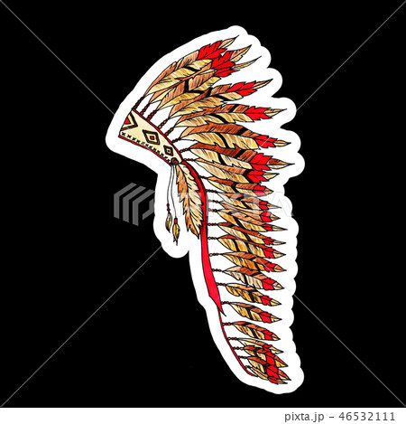 Warbonnet Feather hat color sticker on blackのイラスト素材