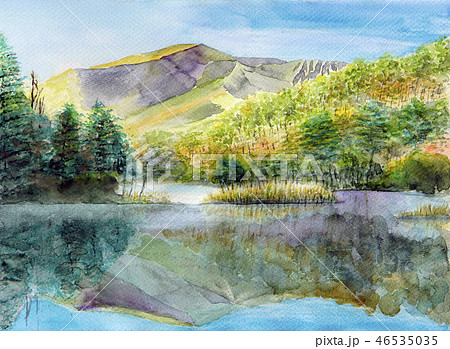 絵画 風景画 五色沼から見た磐梯山 油彩 状態良好 - 絵画/タペストリ