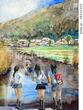 水郷巡り　女子高生　修学旅行 46535303