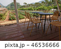Outdoor table and chairs in bistro cafe in daytime 46536666