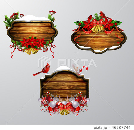 Vector wooden christmas board 46537744