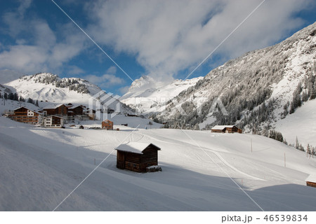 The picturesque alpine village of Warth, Austria 46539834