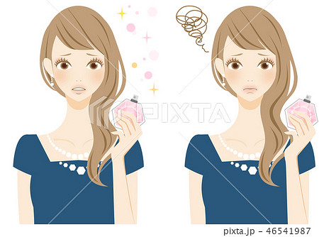 香りに悩む女性 注意 香害 トラブルのイラスト素材