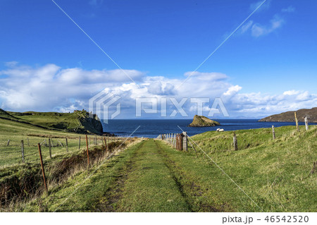 The Tulm Island, Duntulm Bay and the castle ruins on the Isle of Skye - Scotland The Tulm Island, Duntulm Bay and the castle ruins on the Isle of Skye - Scotland 46542520