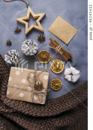 Gift on a concrete background. Gift on a concrete background. 46545432
