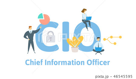 CIO, Chief Information Officer. Concept with keywords, letters, and icons. Flat vector illustration 46545595