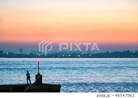 port in sunset 46547062
