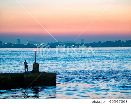 port in sunset 46547063
