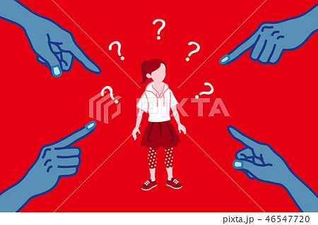 指さされる女子児童 女性差別 コンセプトアート 指さされる女子児童 女性差別 コンセプトアート 46547720