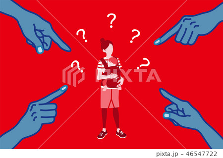 指さされる若い母親　女性差別　コンセプトアート 46547722