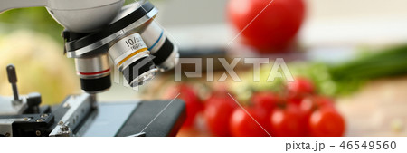 Microscope head on kitchen background 46549560