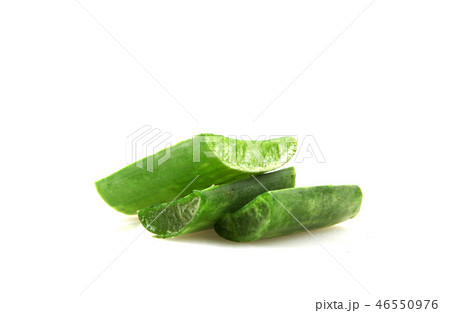 Close-Up Of Aloe Vera Slice On White Background 46550976