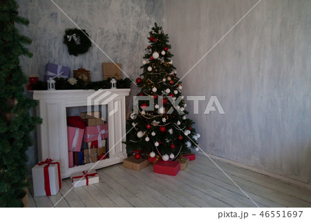Christmas tree Garland lights new year holiday gifts white home 46551697