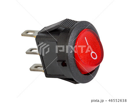 Red power switch on white background Red power switch on white background 46552638