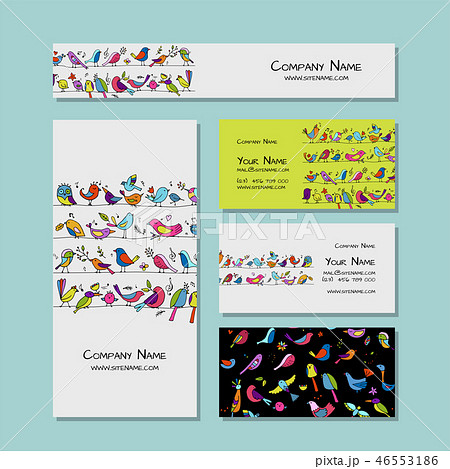 Business cards design, funny birds background 46553186