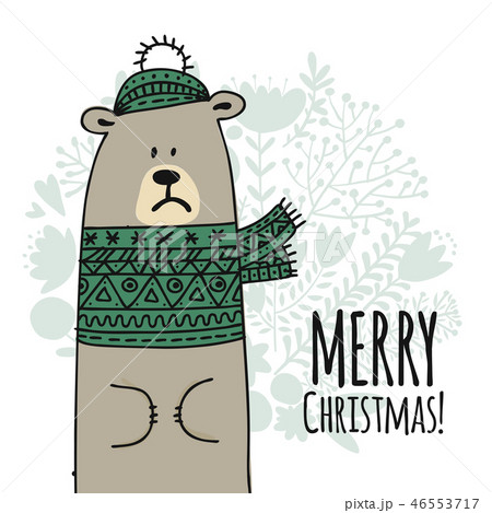 Christmas card with white santa bear Christmas card with white santa bear 46553717